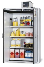 Bezpečnostní skříň s požární odolností 90min_3x police, 1x spodní záchytná vana, ocelový poplastovaný plech